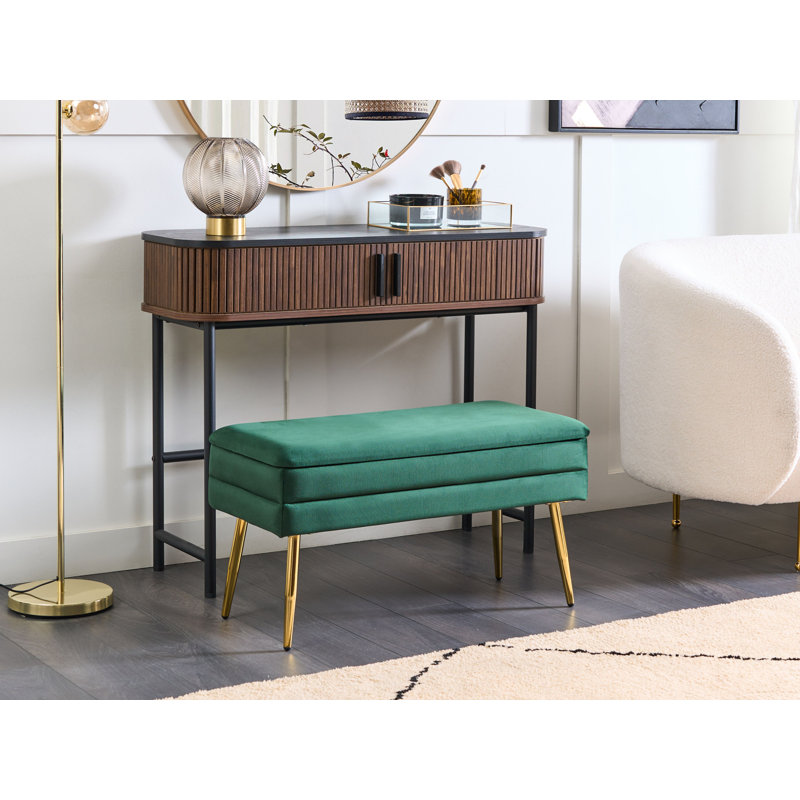 Alicija Velvet Upholstered Storage Bench, Green