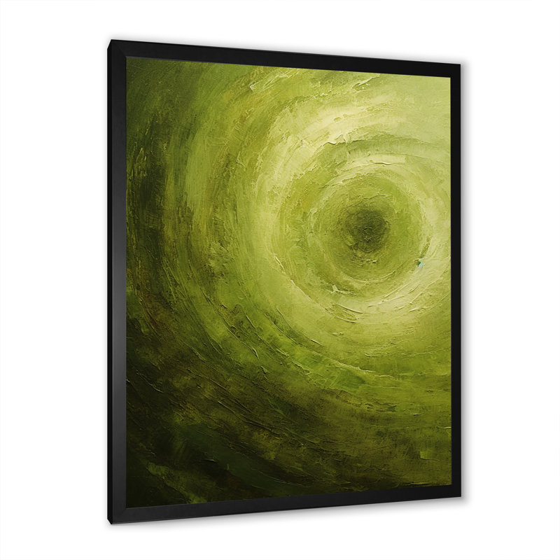 " Green Orbit Spiral I ", Black Picture Framed Canvas, 40" H x 30" W x 1.5" D
