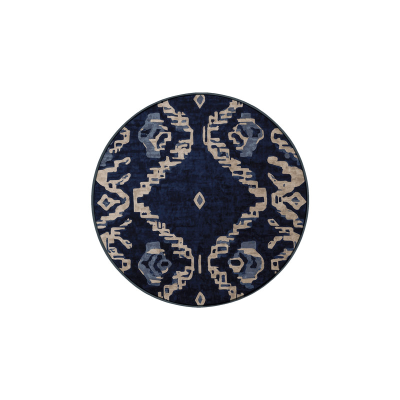 Tapis gris soyeux et moelleux, Rond 7 pi