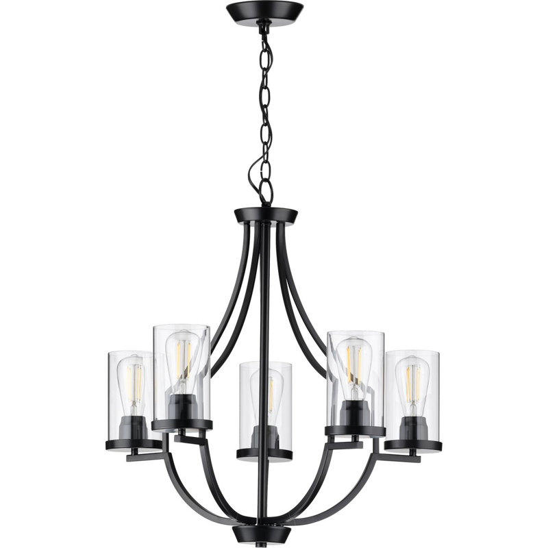 Lustre classique à 5 lumières Rumaysa, Noir