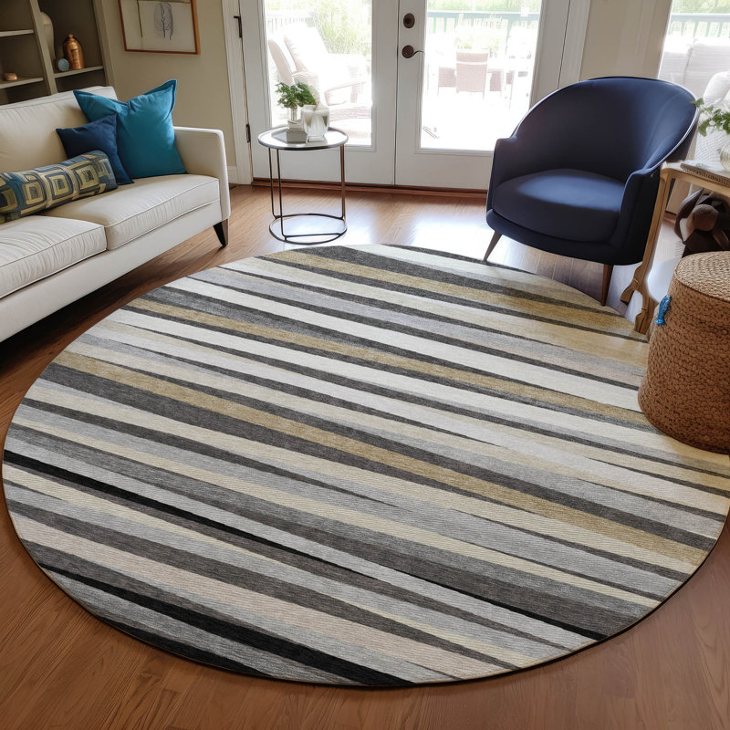  Machine Washable Indoor/Outdoor Chantille ACN997 Gray Area Rug, Round 8'