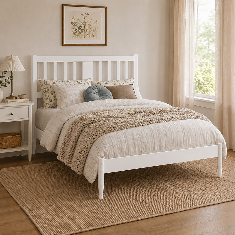 Lit plateforme Finley, White, Full