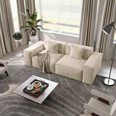 Barrett Minimalist Oversized Modular Comfy Fabric Sofa for Living Room, 2 Seats Sectional Couches, Loveseat