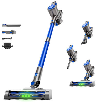 Aspirateur sans fil BSNAW, aspirateur-balai 40KPa avec autonomie de 45 minutes, affichage à DEL, brosse anti-enchevêtrement, aspirateur rechargeable pour poils d'animaux, tapis et planchers durs, rouge