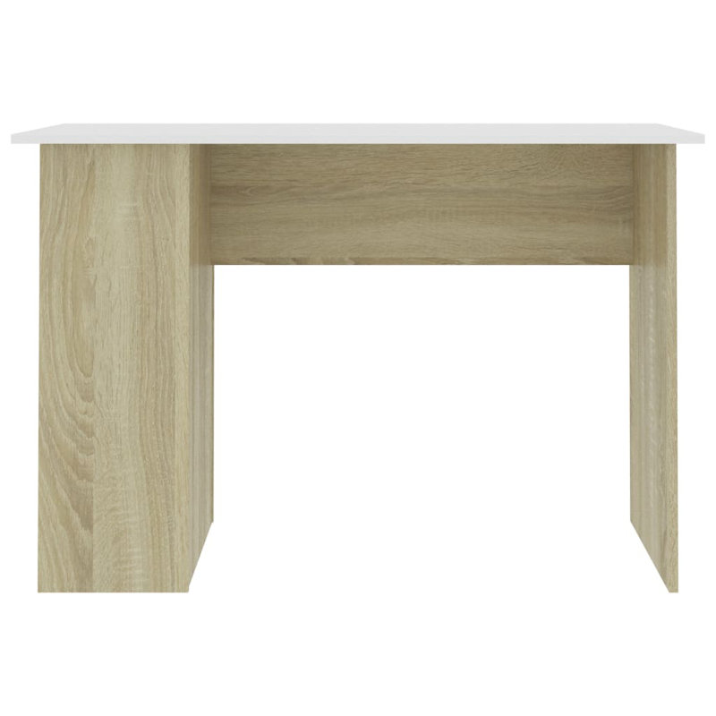 Desk Computer Desk Home Office Desk Workstation Table Engineered Wood, White/Sonoma Oak