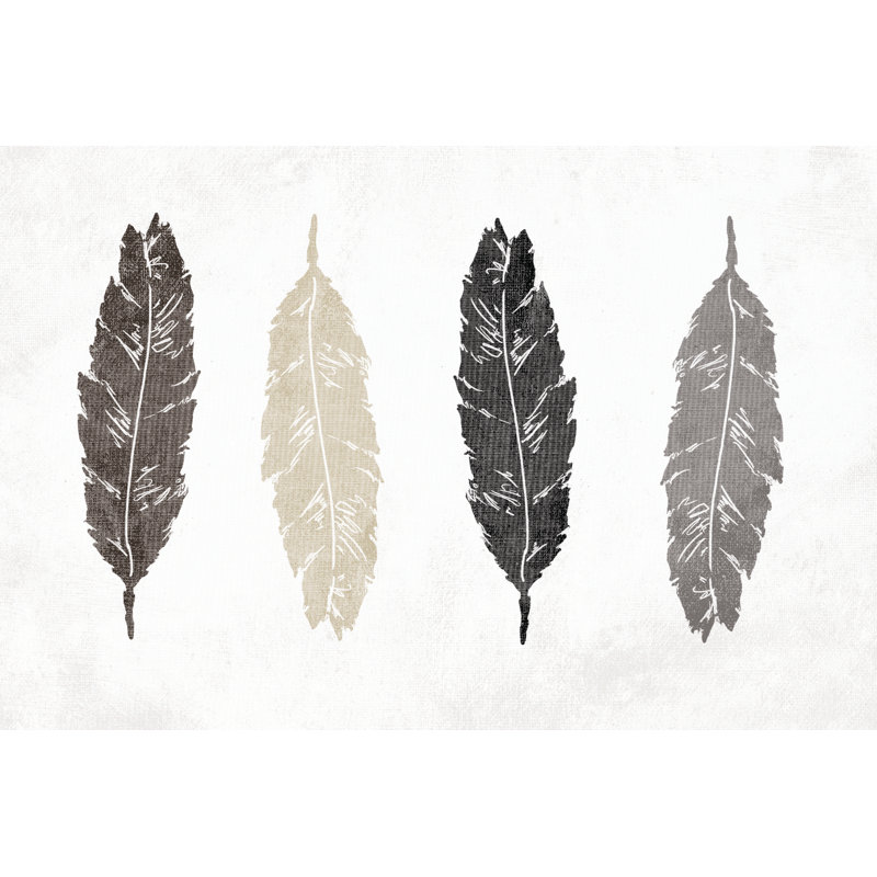 Neutral Feathers - Wrapped Canvas Art Prints, 30cm H x 46cm W x 3.8cm D