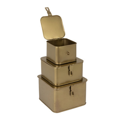 Boîtes carrées en métal avec couvercle Lesli