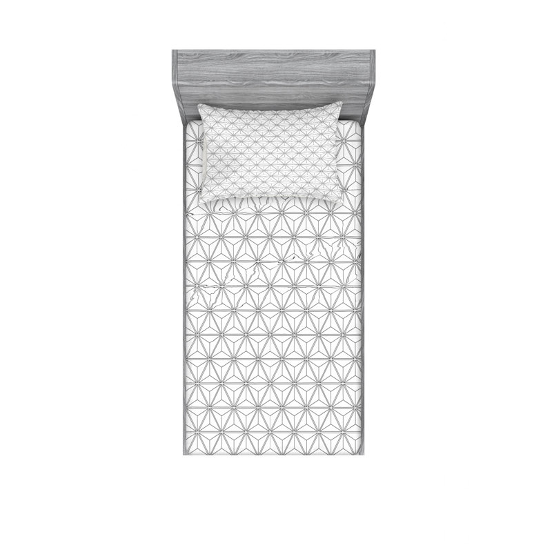 Microfiber Geometric Sheet Set, Twin XL Sheet Set with Fitted Sheet