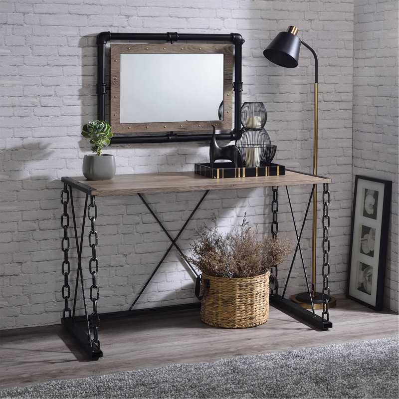 Console rustique en chêne rustique et noir antique