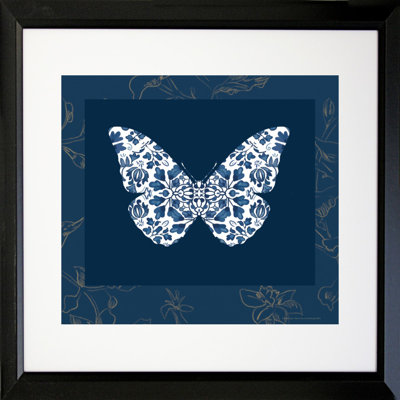 « bleu faïence papillon » ii par heather craig, impression encadrée