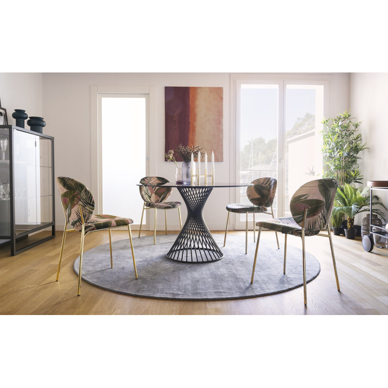 Vortex Round Table with Glass Top and Central Metal Base