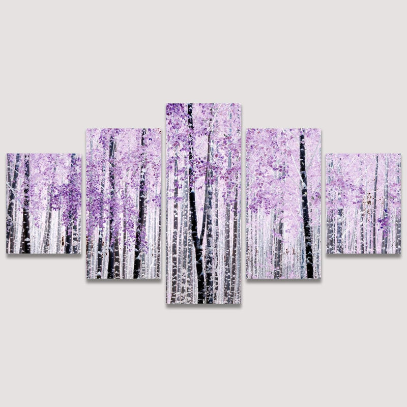 Abstract Forest " Abstract Trees With Purple Leaves In The Forest Abstract Plants " 5 - Pieces