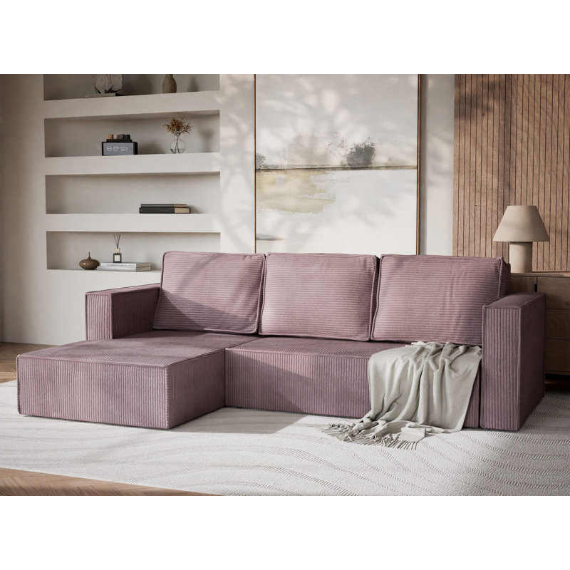 3 Seater Corner Sofa , Purple, Left Hand Facing