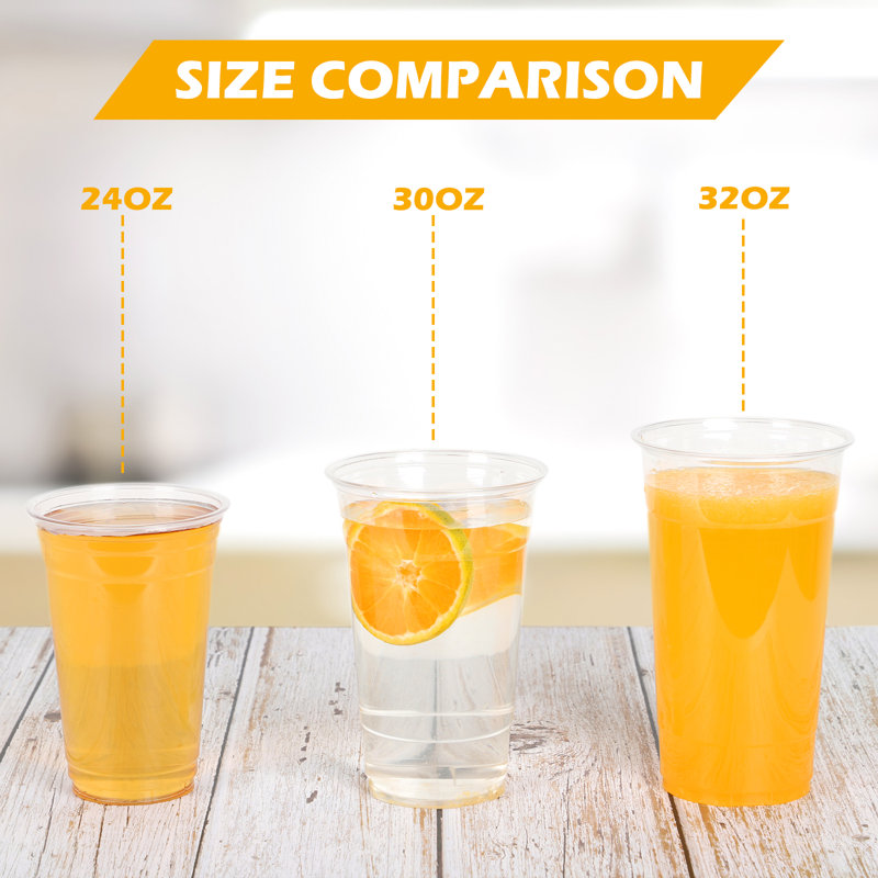 32oz Disposable Clear Plastic Cups (600 Pack)