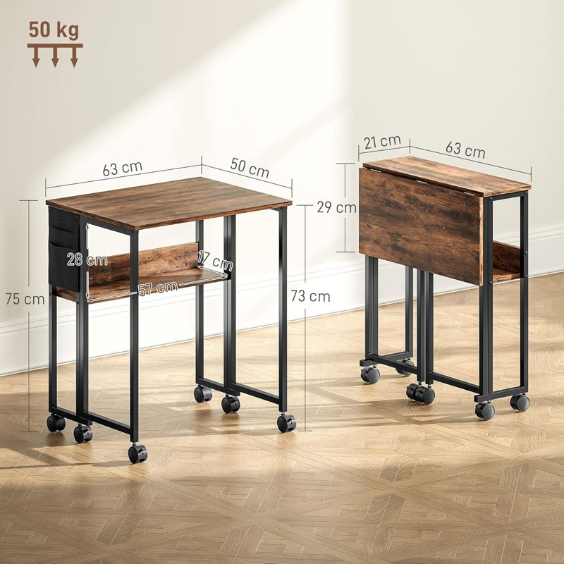 Folding Table, Brown/Black