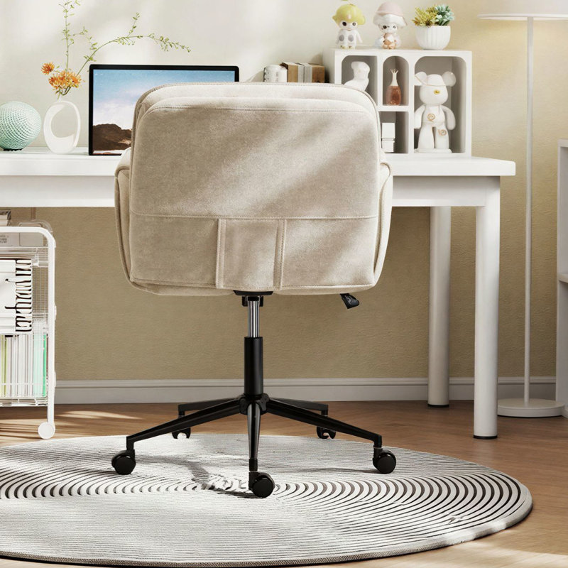 Fauteuil d'appoint pivotant l 23,6 po pivotant sur 360 °, Lin beige