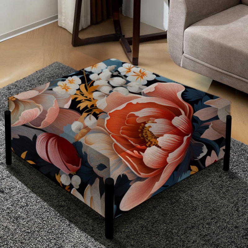Multicolore fleurs sur bleu Grace - grand repose-pieds carré floral