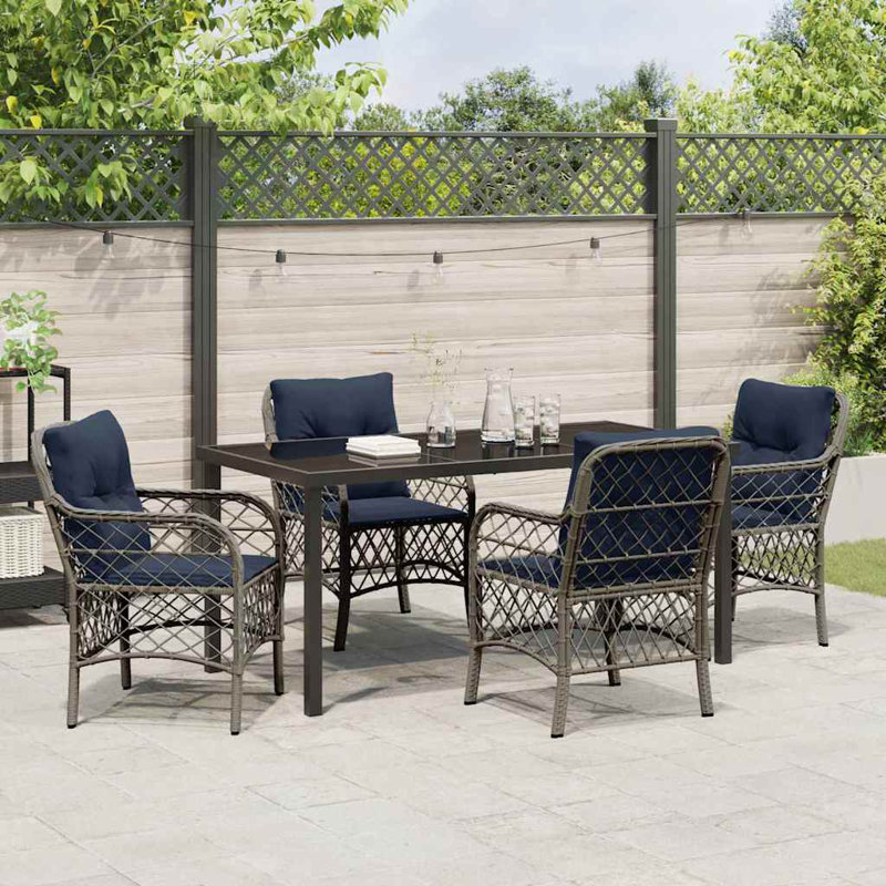 4 - Person Patio Dining Set with Rectangular Table, 73cm H x 160cm W x 80cm D