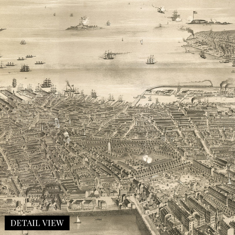 " 1870 Boston Massachusetts Map ", 18" H x 24" W x 0.01" D
