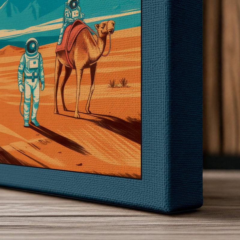 Desert Explorers Retro - Wrapped Canvas, 18x12 - 45.7 x 30.5 cm, Teal Border