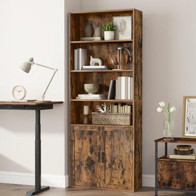 Bookcase, 6-Tier Tall Bookshelf, Book Shelf With Doors, Shelving Unit, 24 X 60 X 175 Cm, For Living Room, Home Office, Dinning Room