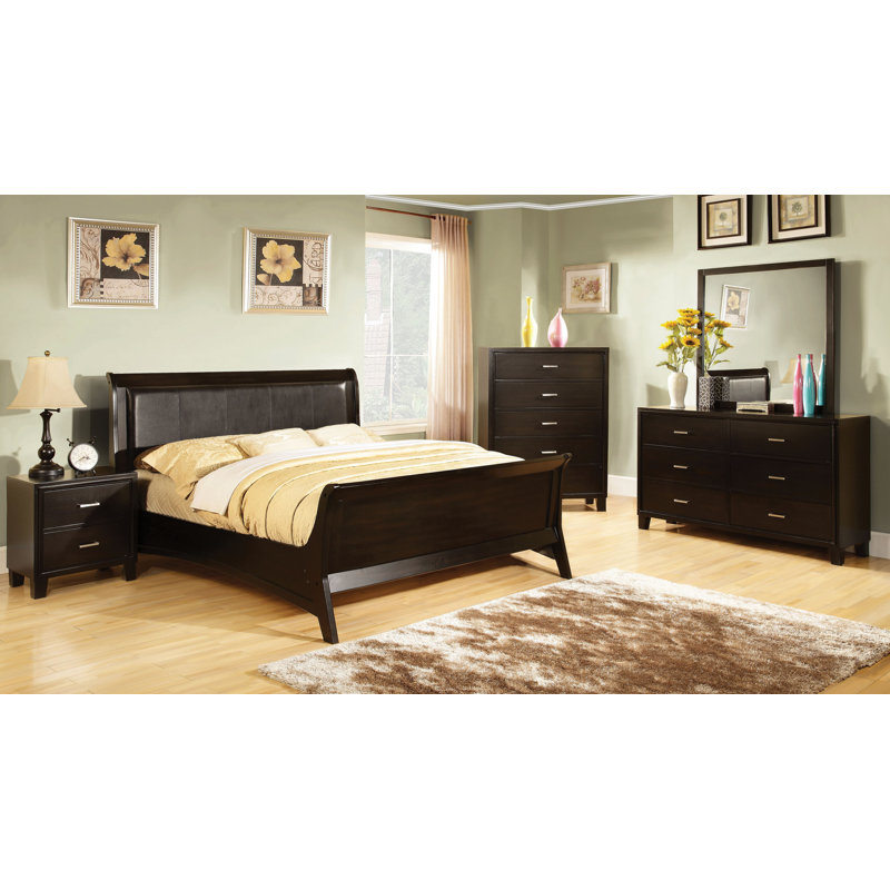 Vegan Leather Sleigh Bed