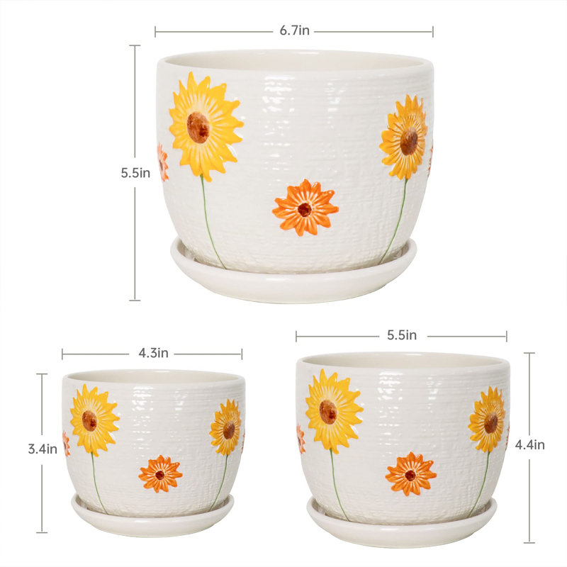 Ceramic Texture Flower Planter Set of 3