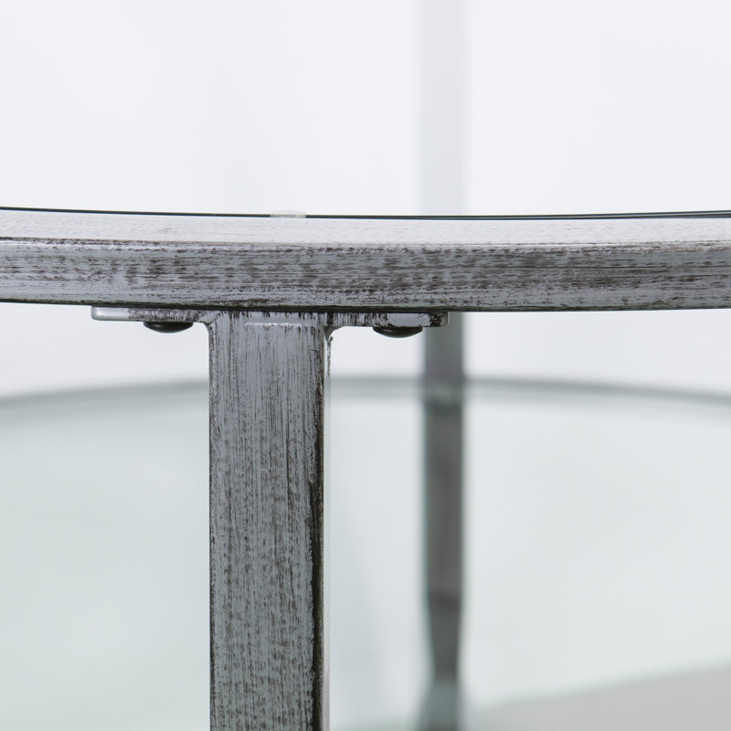 Jordyan Glass Top Coffee Table, Silver
