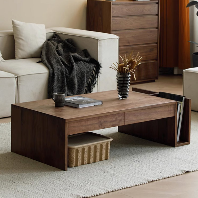 Solid wood coffee table with retro design