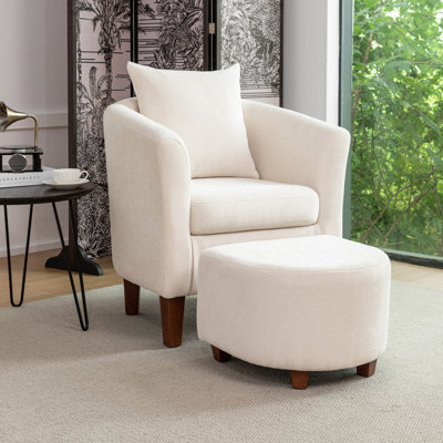 Ensemble de fauteuil d'appoint et repose-pieds Ebvia Designs Helvia avec pieds en bois
