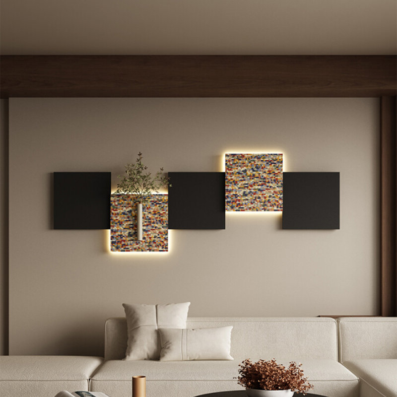 Dopamine, art mural irrégulier à DEL - mosaïque vibrante, H 16,93 po x l 47,24 po x P 1,97 po 