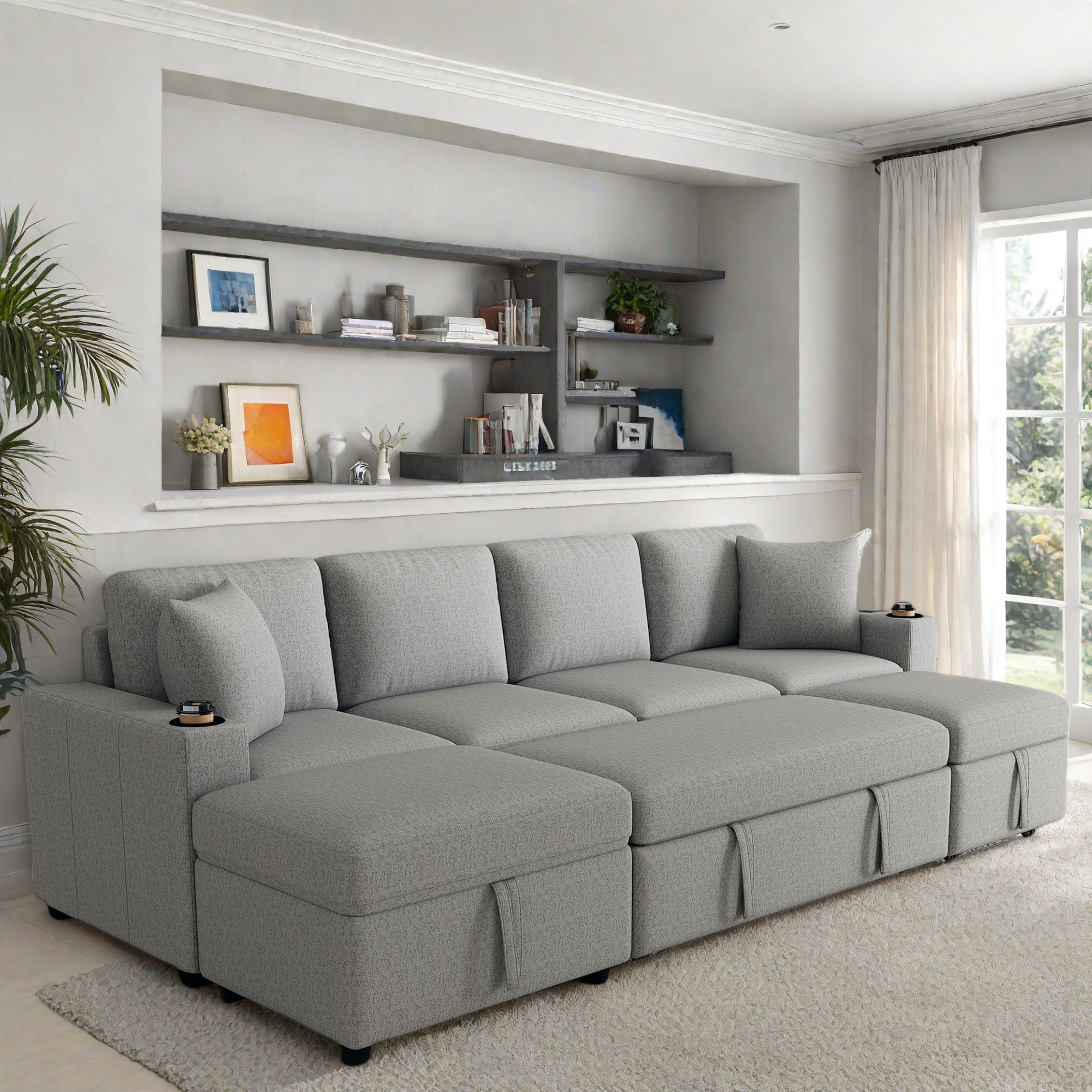 Latitude Run® Convertible Sectional Sofa With A Movable Storage Ottoman ...