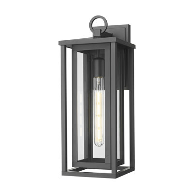 Ashland 1-Light 8" Matte Black Coastal Outdoor Sconce With Clear Glass