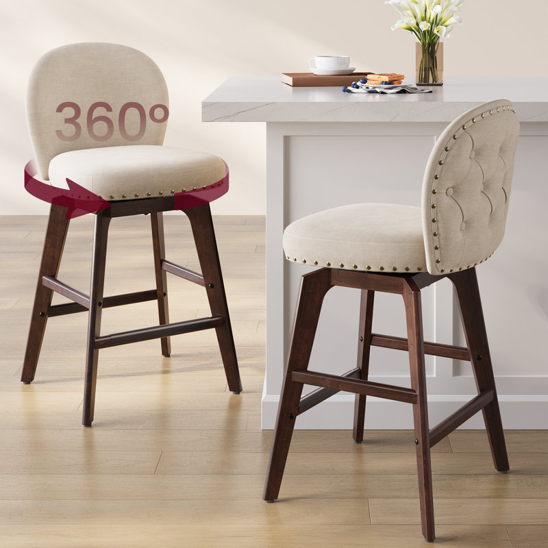 Ensemble de 2 tabourets de bar, tabourets de comptoir pivotants, Beige
