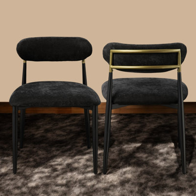 Chaise d'appoint contemporaine contemporaine en tissu et finition noire avec revêtement en bois, métal et métal, assise de 19 po de largeur, profondeur de 12 po, plancher de 16 po avec dossier de 12 po, aucun rangement requis, assemblage requis, produit de 28 lb