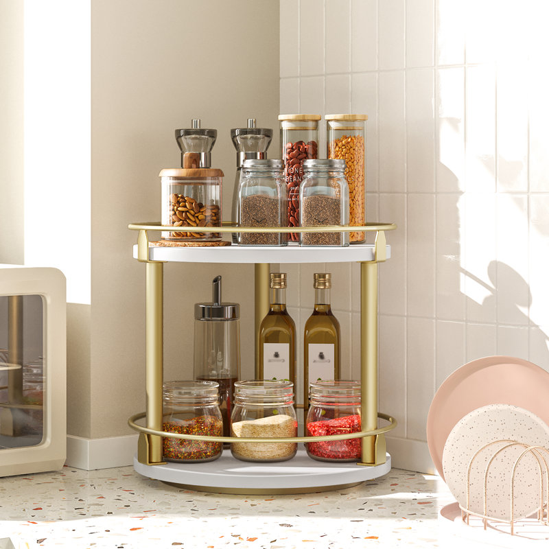 Organisateur Lazy Susan, étagère à épices rotative, organisateur de table tournante à 2 niveaux pour comptoir de cuisine et armoire