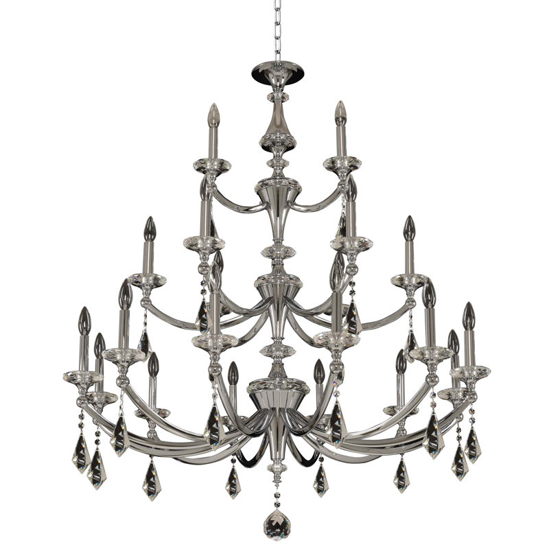 Floridia 21 LT Chrome/Clear Tiered Chandelier Allegri