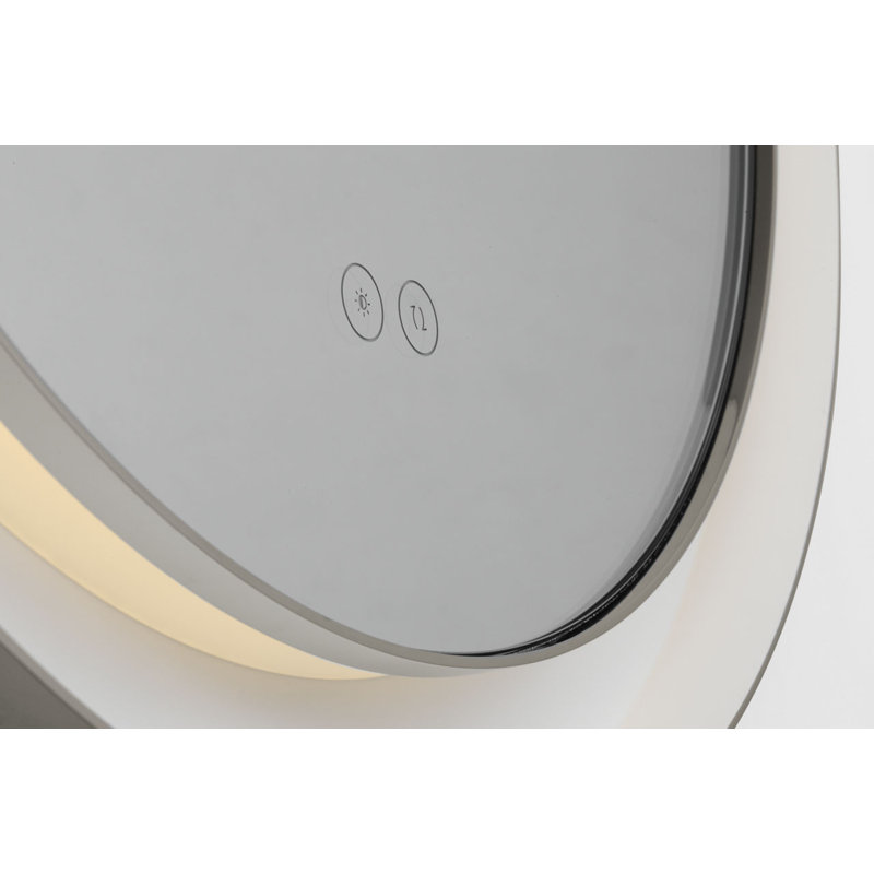 Miroir rond Chopin, Nickel poli, H 24 po x l 24 po x P 1,5 po