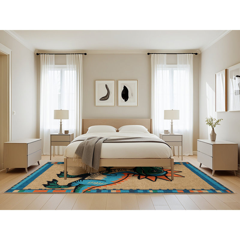 Machine Washable Dinosaurs Brown Area Rug, Rectangle 5' x 8'