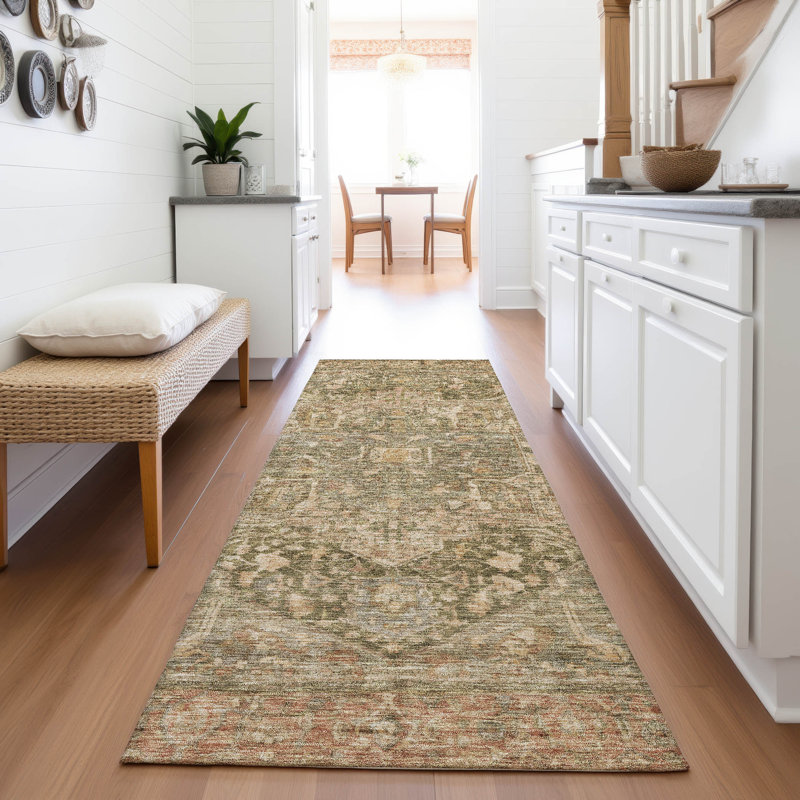 Premium Machine Washable Larock AMF1240 Medallion Rug, Runner 2'3" x 7'6"