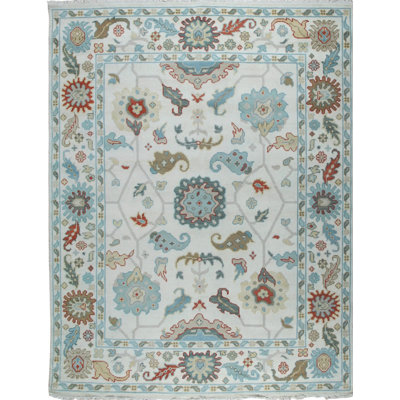 8x10 Ivory Hand-Knotted Wool Floral Lattice Elegance Classic Traditional Modern Contemporary Carpet Rug