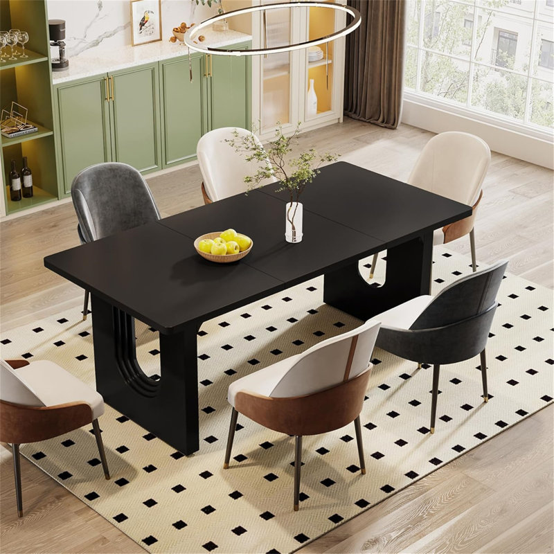 Table de salle à manger moderne 71 "pour 6 à 8 personnes (table seulement, sans chaise), Noir