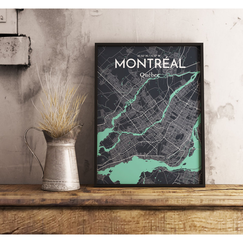 « montréal city map », impression, H 20 po x l 16 po