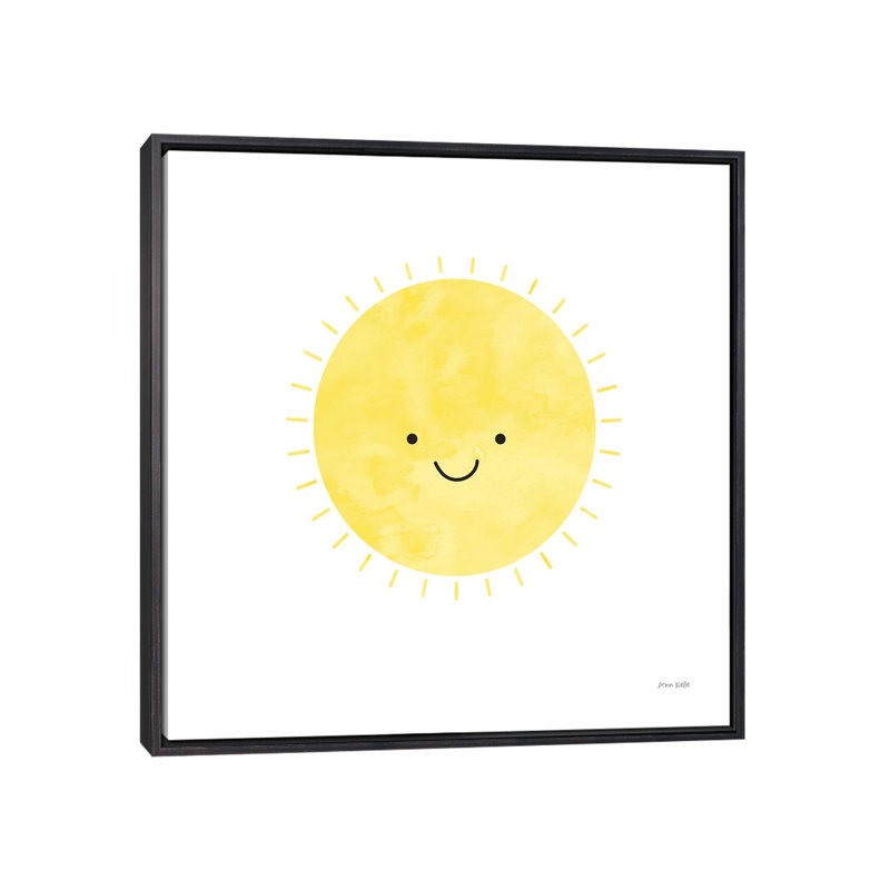 «Sunny Days» par Ann Kelle - impression d'art graphique, H 18 po x l 18 po x 1,5 po, Toile avec cadre noir patiné