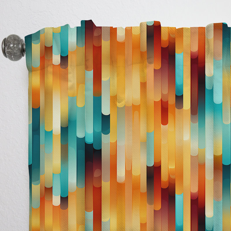Popart Abstract Popsicle Parade - Stripped Curtain - Room Darkening Striped Curtain - 1 Panels, 52" W x 108" L