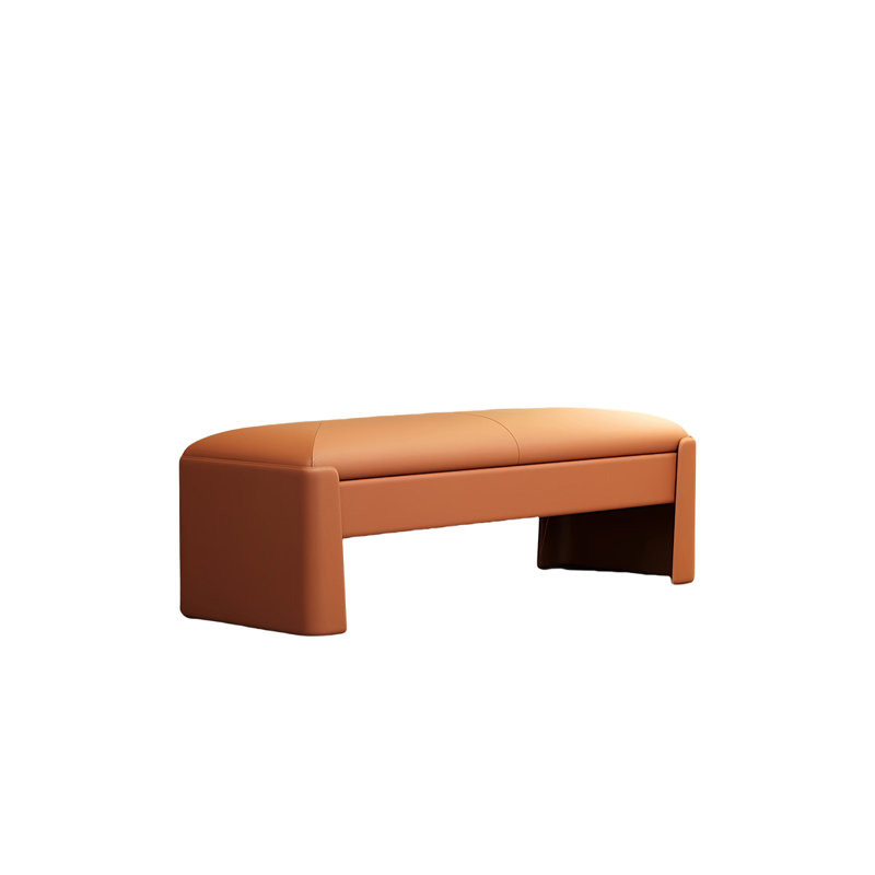 Courtneyann Leather Ottoman, Orange