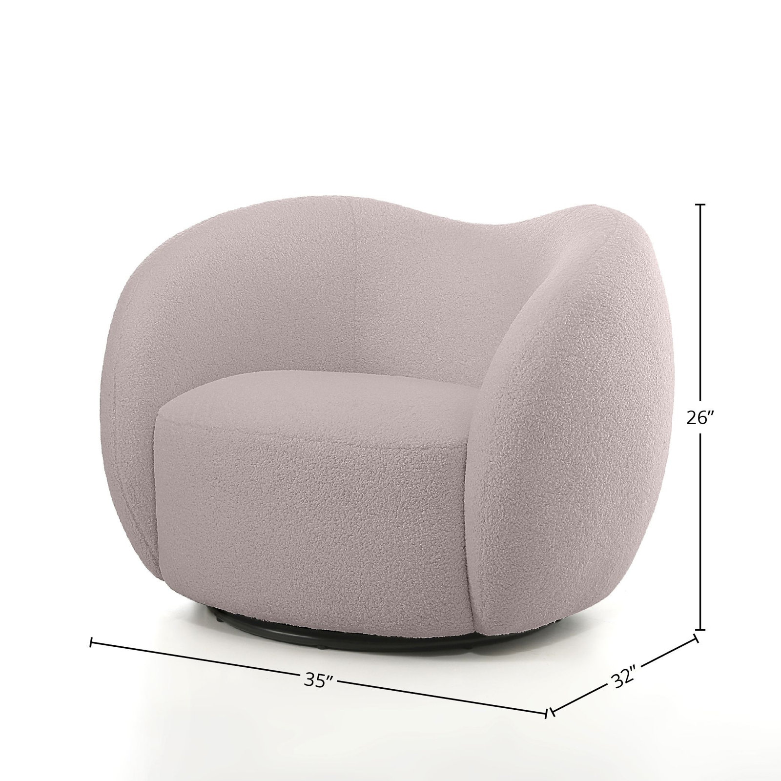 Upholstered Barrel Chair, Pink Wool