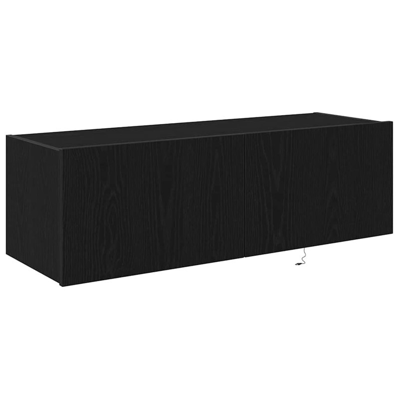 TV Wall Cabinet Engineered Wood, Black Oak, 31cm H x 100cm L x 35cm W