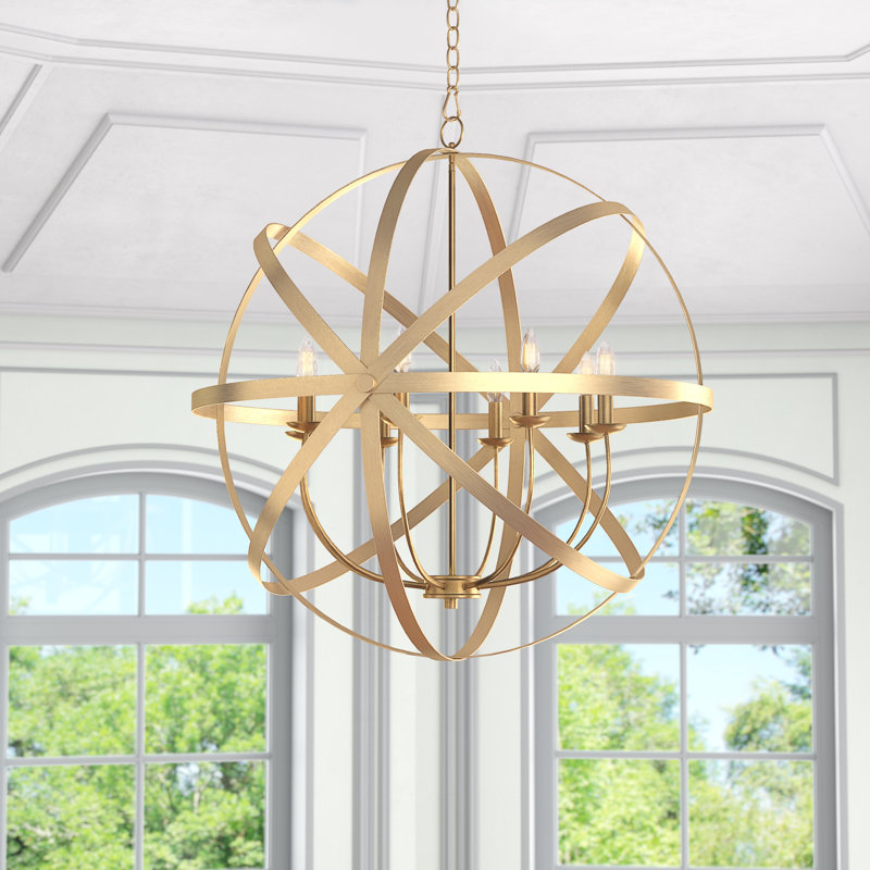 Brylan 8 - Light Dimmable Globe Chandelier, Aged Brass