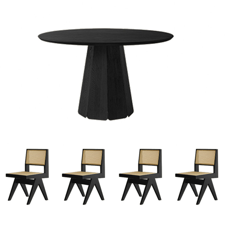 Ensemble de table de salle à manger en frêne carbonisé, H 29,53 po x L 43,31 po x l 43,31 po